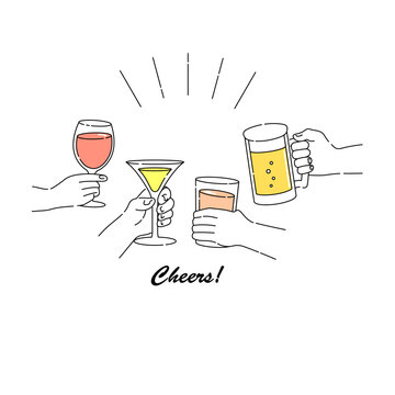 飲み会：乾杯するイラスト