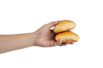 Bread loaf in hand on transparent background