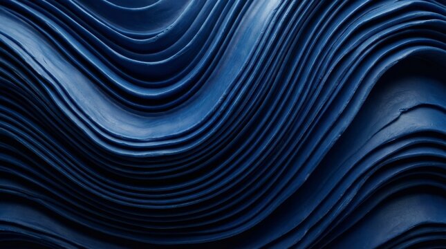 Abstract 3d layers os blue clay. High contrast background.