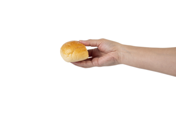 Bread loaf in hand on transparent background
