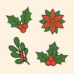 Christmas plant holiday Foliage and Berries Collection