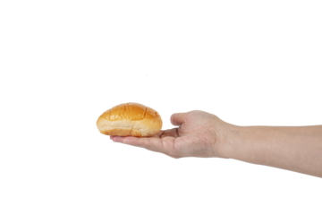 Bread loaf in hand on transparent background