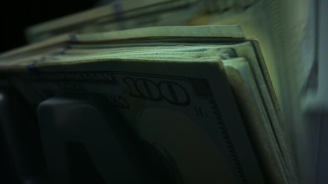 Banknotes in a money counting machine