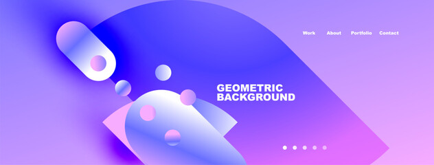 Naklejka premium Abstract shapes, vibrant colors, gradient background. Modern design elements suggest website header or banner. Clean, minimalist aesthetic.