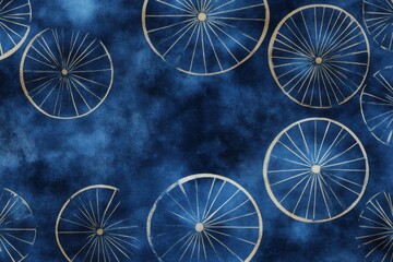 Blue Abstract Texture With Golden Circles And Artistic Touch