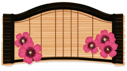 Frame Flowers on Bamboo Mat with Natural Touch and Beauty concept