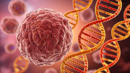 Human cell and dna structure showing genetics biology and molecular science concept