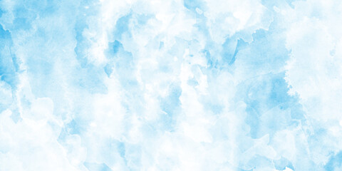 Fototapeta premium Pastel blue paper texture pattern background, Abstract blue sky with clouds, Light blue background with watercolor, cold ice color art, contemporary artistic backdrop,