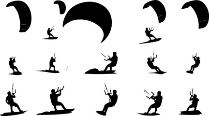 Kitesurfer Riding the Wind Vector Set