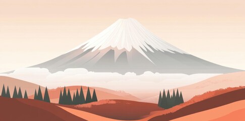 Explore Mountain view Through Pine Trees and Terracotta Hills in a Serene Landscape