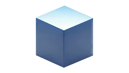Blue Metallic Cube Isolated on White Background