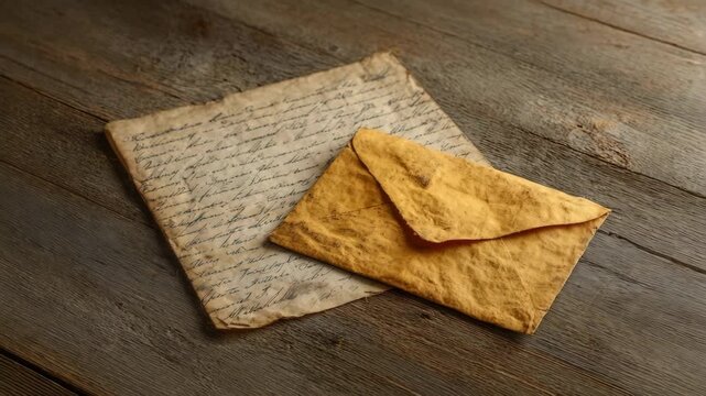 Explore a simple setup with paper and envelope on a wooden table showing details