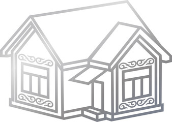 Silver decorative house with kazakh ornament S1-01