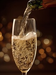 Pouring sparkling wine into a flute glass for celebrations and events.