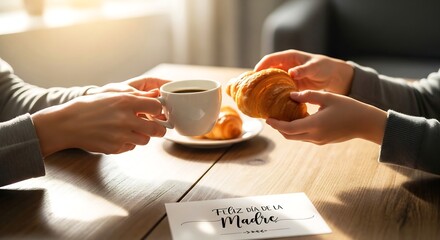Hands Sharing Mother's Day Breakfast &mdash; Cozy Morning Scene