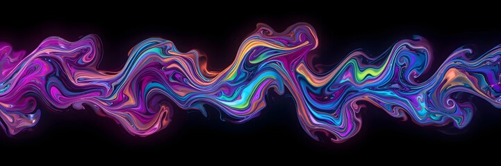 Vibrant fluid waves abstract art with iridescent colors creating dynamic motion