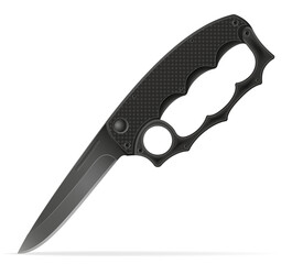 unusual original knife with a knuckle-duster handle weapon vector illustration isolated on white background