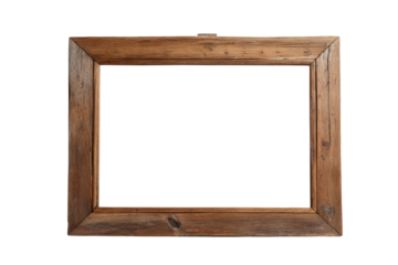 Rustic wooden picture frame with knot detail against black background image, Isolated On White Background, Png Transparent