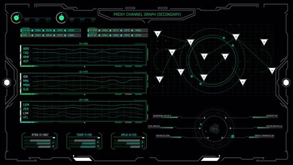 Futuristic HUD Interface Displaying Data and Graphics. - Powered by Adobe
