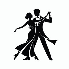 Naklejka premium Elegant Dancing Couple Silhouette in Romantic Pose