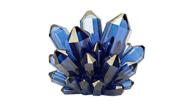 Blue Crystal Cluster on White Background - Powered by Adobe