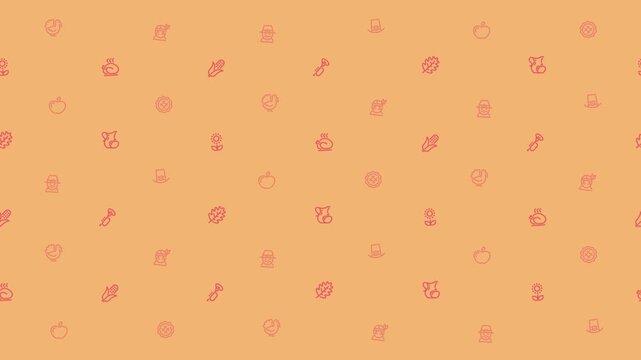 Thanksgiving Icons Pattern Seamless Animation Festive Autumn Holiday Symbols Animated Background