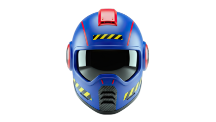 Blue Futuristic Helmet Isolated on White Background