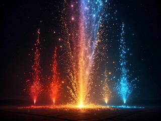 Fountain at night with colorful lights in a park