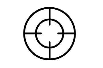 Simple black and white crosshair symbol representing focus, accuracy, and goal achievement