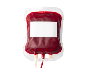 Blood bag, Isolated on transparent or white, Cut out