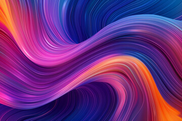 Obraz premium Colorful Lines Wallpaper. Abstract Background with Intertwined Lighted Fiber Optic Waves in Vibrant Blue Purple and Orange Colors