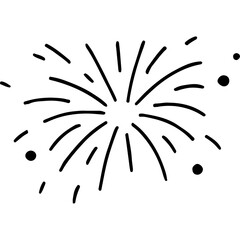 Obraz premium Simple black and white line art illustration of a stylized fireworks explosion.