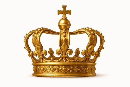 a gold crown with an intricate design. The wide stripe at the bottom is decorated with a precious stone, and the curved arcs are completed with a heraldic lily pattern.