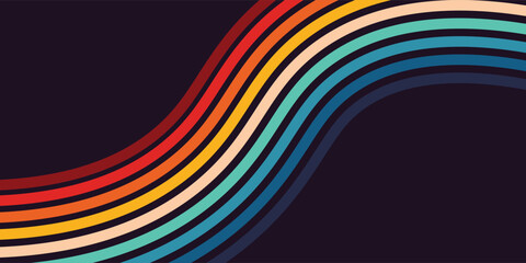 Modern background design in futuristic retro style with colorful lines abstract