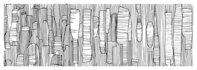 Abstract hand drawn vertical wood texture background Vector black and white sketch of organic tree trunk lines © Katarzyna