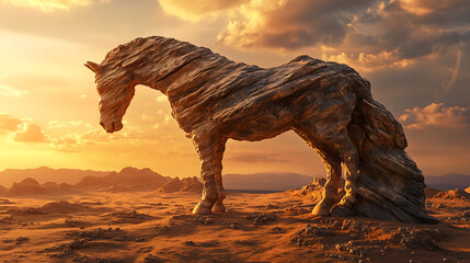 Ancient Sandstone Fossilized Horse