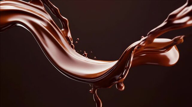 A captivating shot of chocolate syrup flowing into a pool below.