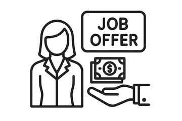 Business woman receiving a job offer with salary and financial compensation details