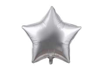 Silver star shaped helium balloon isolated on black background party, Isolated On White Background, Png Transparent