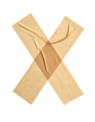 Fototapeta premium Single strip of wrinkled beige masking or adhesive tape Isolated on transparent or white, Cut out