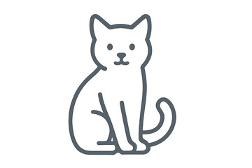 Simple minimalist outline of a domestic cat sitting upright for web and app design
