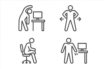 Workplace stretching movement and ergonomic posture exercises for desk workers