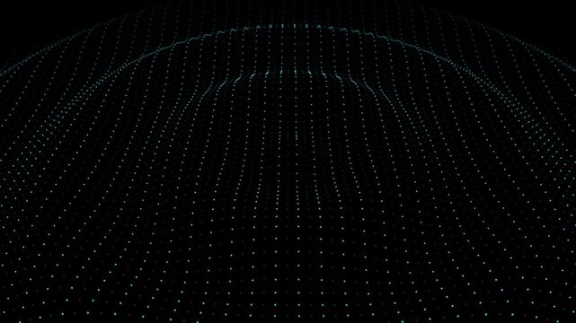 Digital wave dot particles animation showing undulating patterns. Data visualization background for technology and science.