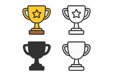 Championship trophy styles including color, outline, and silhouette versions