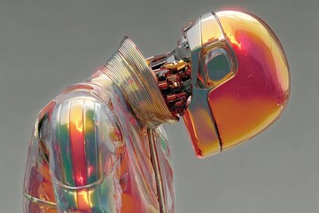 glitchy robot power surge, cyber humanoid glitch effects. Generative AI