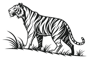 Tiger vector illustration with stripes and wildlife elements