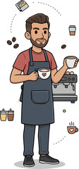 Barista Serving Coffee Illustration