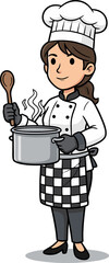 Chef Cooking in Kitchen Illustration