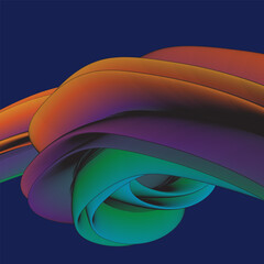 vibrant flowing abstract ribbon shapes with colorful gradient lines on dark background