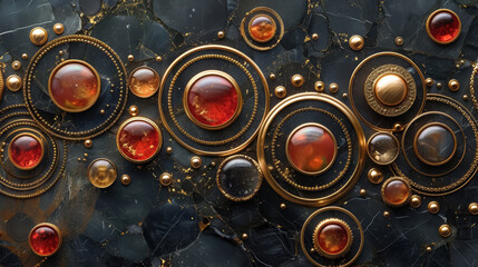 A stylish abstract design featuring vibrant gemstones